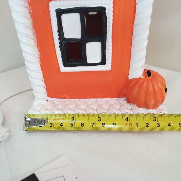 Ghoulish Halloween Gingerbread House ORANGE Frosted CandyFast LED Light Up Decor - Picture 9 of 14